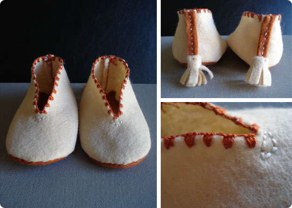 Chaussons bébé en feutrine faits main