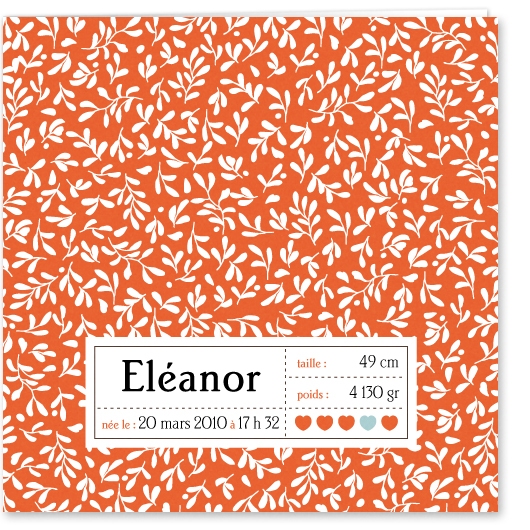 Faire part de naissance fille - Popeline orange - Dioton